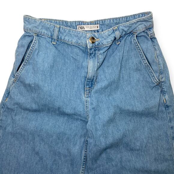 Zara Wide Leg Light Wash Denim Jeans Blue Women's 4 - Picture 3 of 8